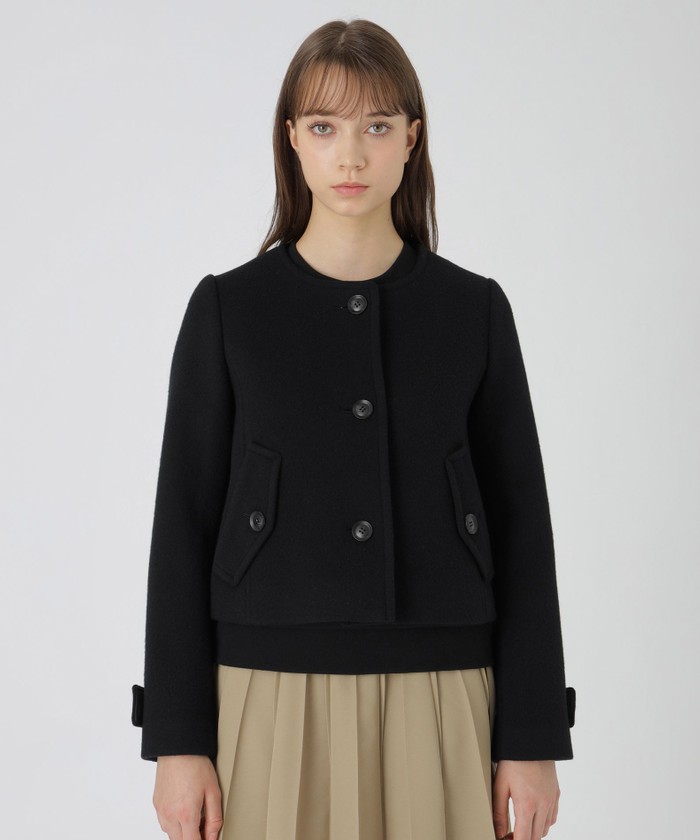 新品タグ付き　BLUE LABEL CRESTBRIDGE ノーカラージャケット ファインダブルビーバーノーカラージャケット(508560494)｜阪急百貨店