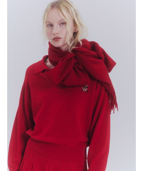 スイ　　　　　SNIDEL スキッパーニットプルオーバー ネイビー リボンベアスキッパーニットプルオーバー(ニット)｜トップス｜SNIDEL