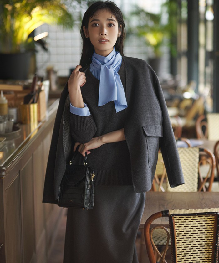 見上愛さんコラボカラー/VERY・LEE掲載】カシミヤブレンド Vネック