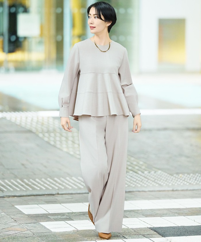 SHIHOさん着用】ソフトウールブレンドペプラム ブラウス(508636703