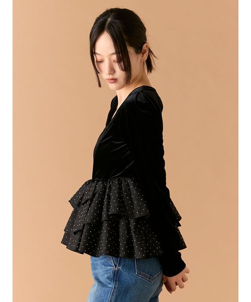 ベロアペプラムフリルトップス(508639191)｜阪急百貨店公式通販サイト