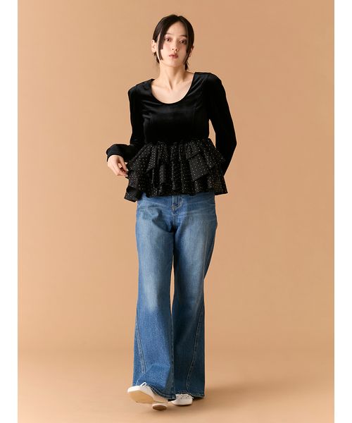 ベロアペプラムフリルトップス(508639191)｜阪急百貨店公式通販サイト