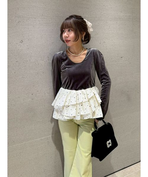 ベロアペプラムフリルトップス(508639191)｜阪急百貨店公式通販サイト