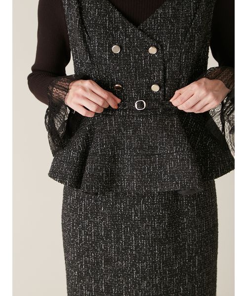 ダブル釦ツイードペプラムワンピース(508639198)｜阪急百貨店公式通販