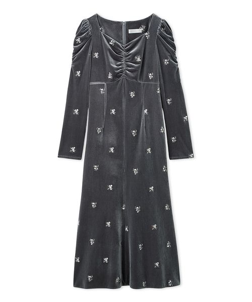 花柄刺繍ベロアワンピース(508584378)｜阪急百貨店公式通販サイト