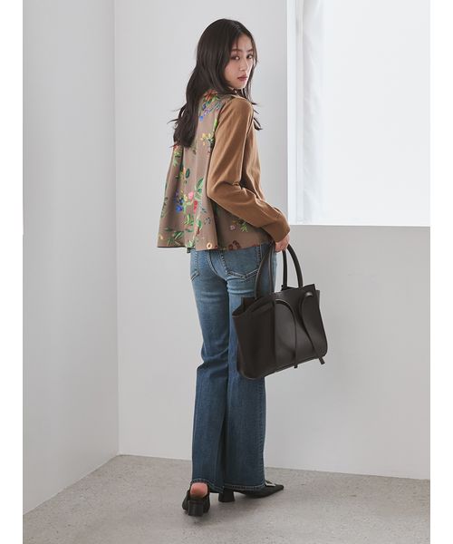 WEB限定カラー】カシミヤコットンボタニカルドッキングカーディガン