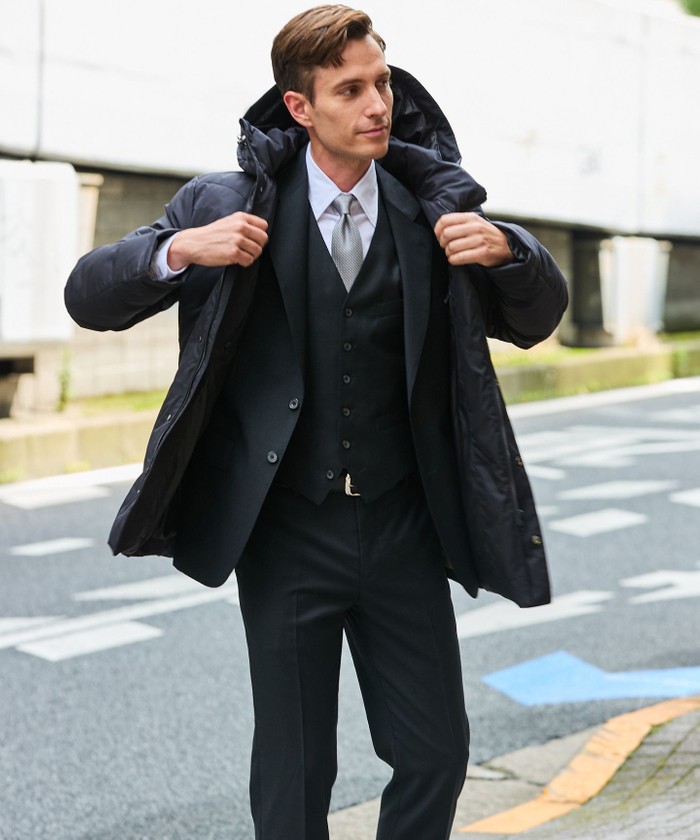 WEB限定【仕事で着られる】ドレスダウンコート_ストレッチツイル_25年