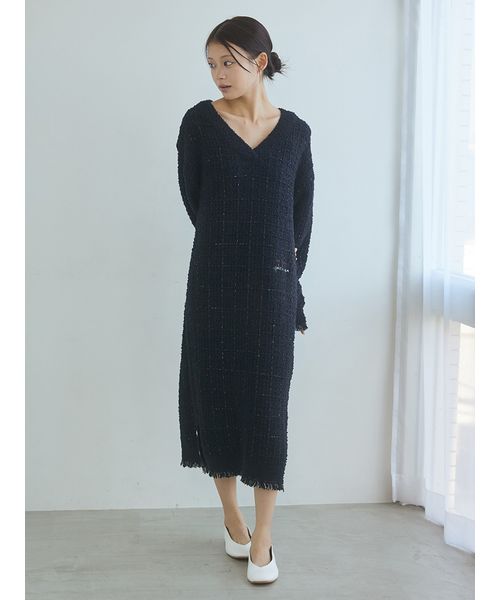 JOEL ROBUCHON】ツイードモコVネックワンピース(508625150)｜阪急