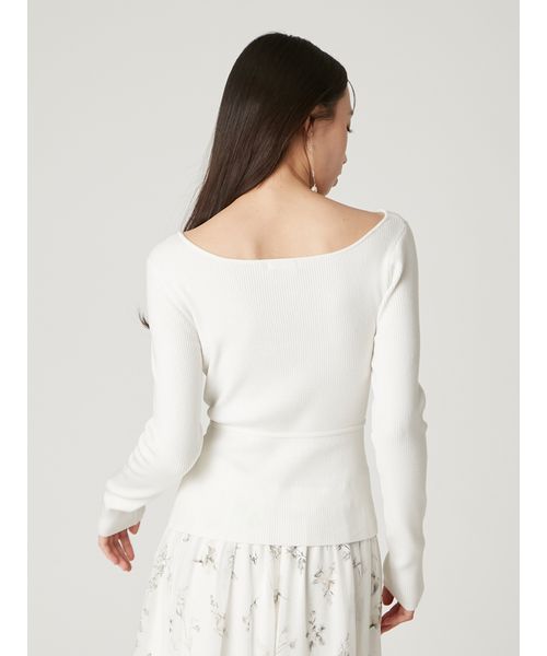 シルクブレンドアシメデコルテドレープリブニット(508650210)｜阪急