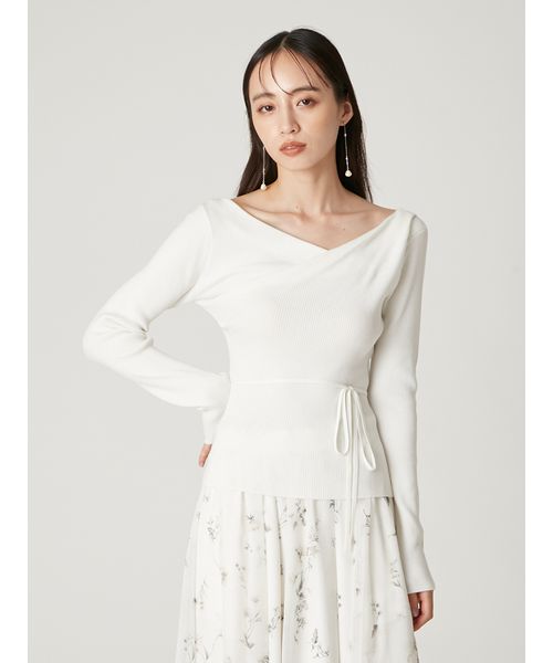 シルクブレンドアシメデコルテドレープリブニット(508650210)｜阪急