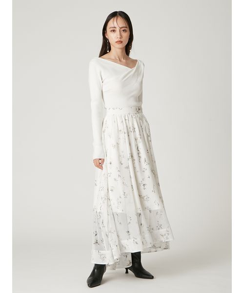 シルクブレンドアシメデコルテドレープリブニット(508650210)｜阪急