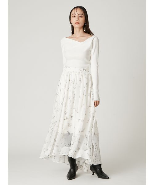 シルクブレンドアシメデコルテドレープリブニット(508650210)｜阪急