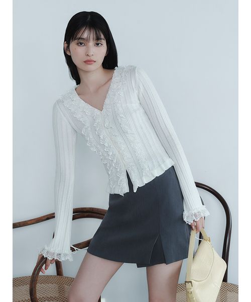 9/2まで✳︎値上予定✳︎美品✳︎フレイ✳︎コンビプルオーバー✳︎ニット 洗える】ギャザープルオーバー コンビ ニット（KRWOGW6658