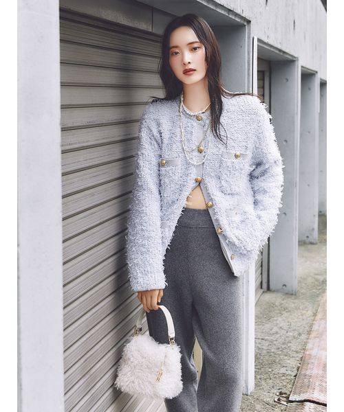 リボンヤーンニットツイードジャケット(508650218)｜阪急百貨店公式