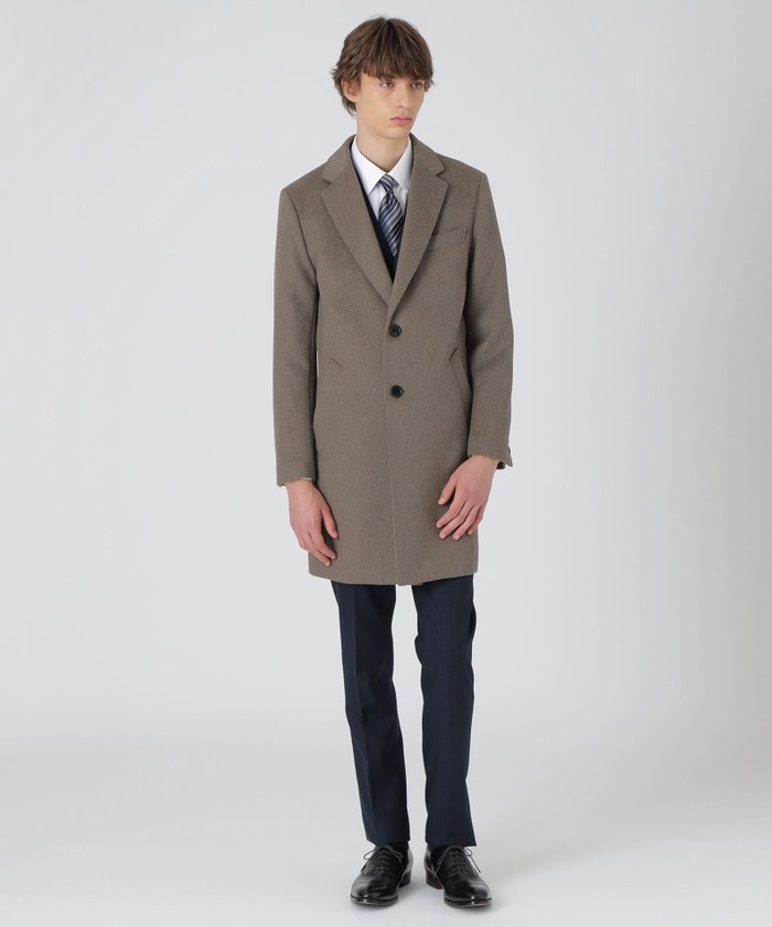 美品　クレストブリッジ　チェスターコート　裏地ロゴ　ベージュ 一部店舗限定】ウールビーバーチェスターコート(508451359)｜HANKYU