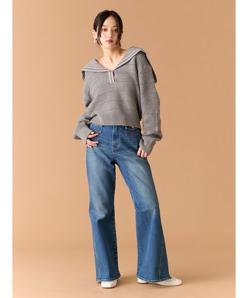 WEB限定00サイズ】ストレッチフレアデニムパンツ(508639200)｜阪急