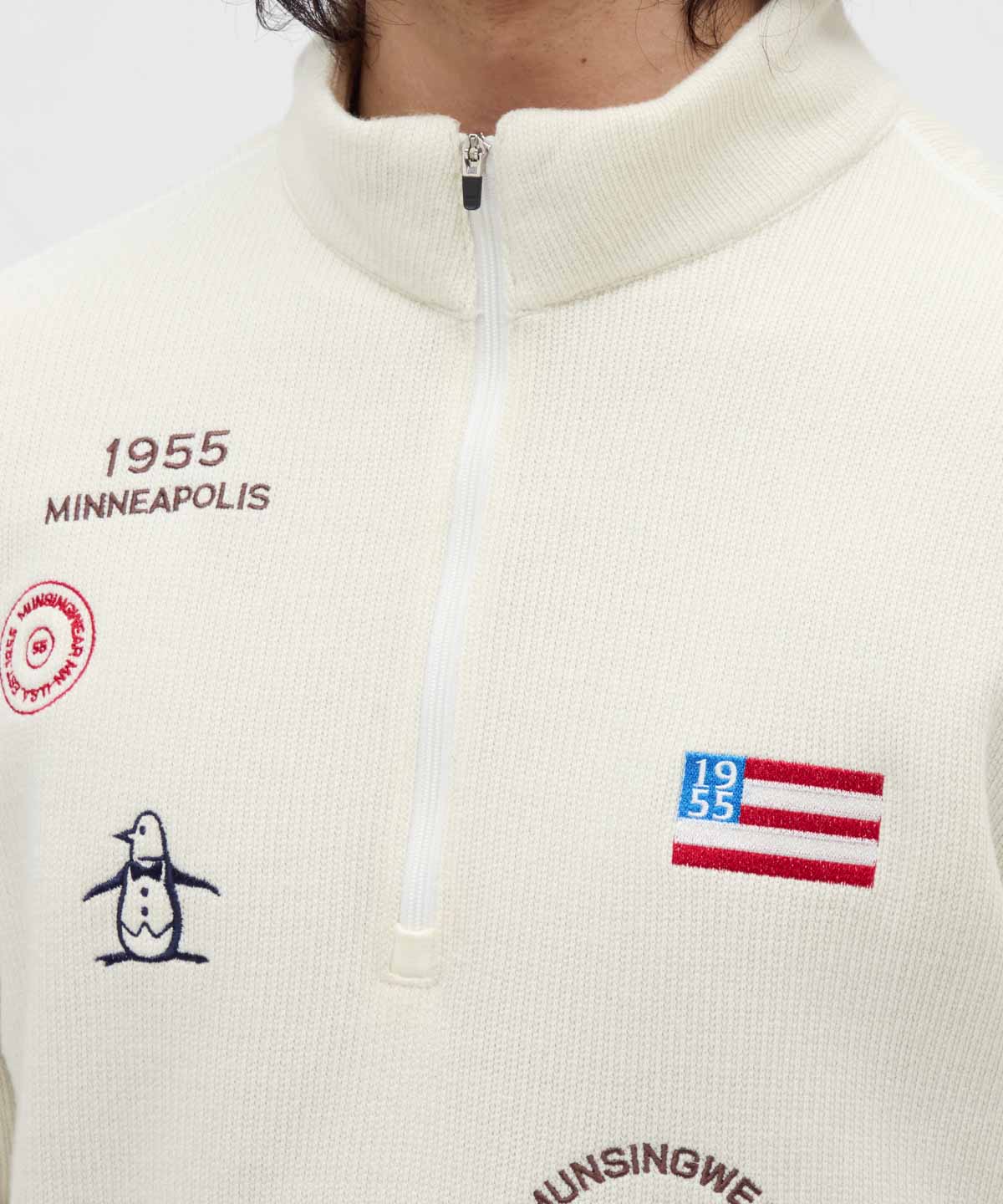 マンシングウェア Munsingwear 吸湿発熱飛び刺繍ハーフジップ