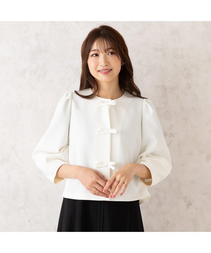 ローズティアラ RoseTiara フロントリボンノーカラージャケット