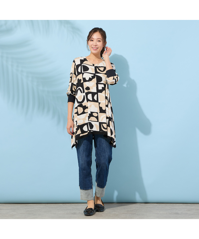 【NEW】ピサーノ（PISANO）/【手洗いOK】テントライン・プリントカットソー ピサーノ PISANO 【手洗いOK】テントライン・プリントカットソー