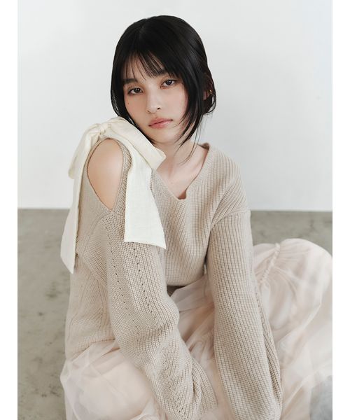 リボンニットプル＆チュールスカートセット(508681689)｜阪急百貨店