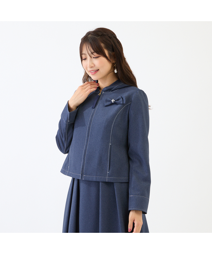 定価20,900円 新品タグ付き ローズティアラ デニムライク ジャケット 42 ローズティアラ RoseTiara 【イージーケア/伸縮性◎】デニムライク