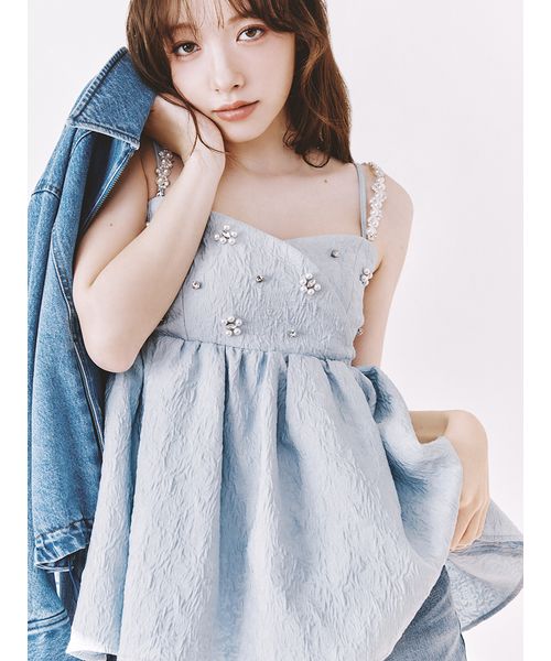 [L.B CANDY STOCK]ビッグリボンビジューペプラムトップス L.B CANDY STOCK]ビッグリボンビジューペプラムトップス(508684469