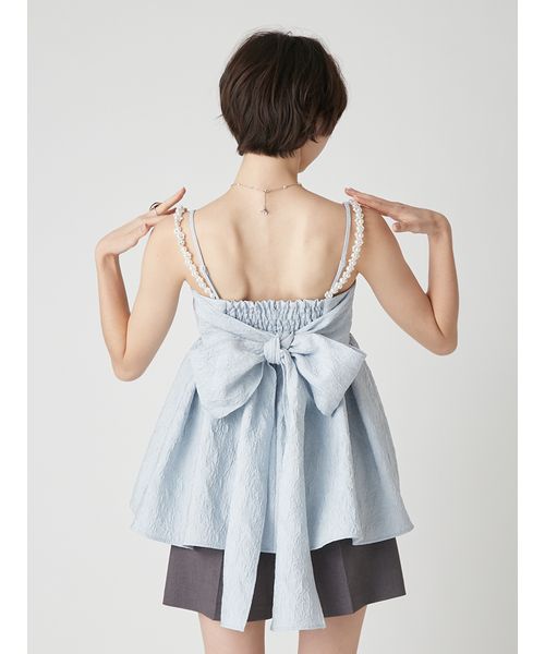 L.B CANDY STOCK]ビッグリボンビジューペプラムトップス(508684469