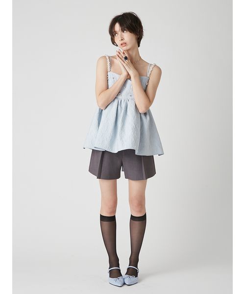 L.B CANDY STOCK]ビッグリボンビジューペプラムトップス(508684469
