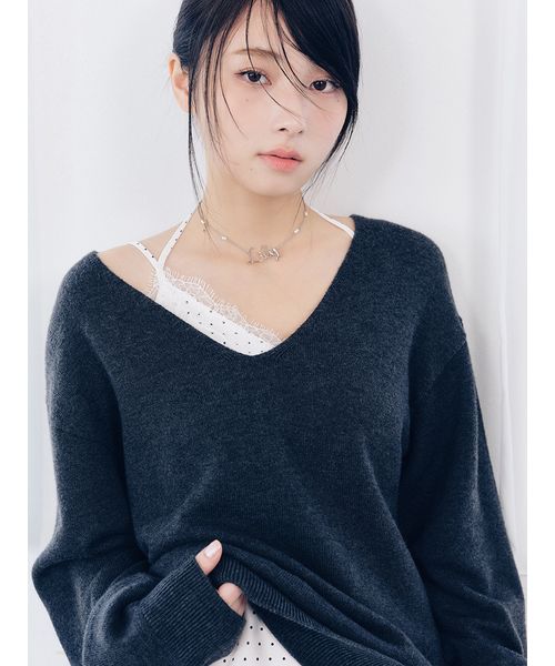 WEB限定カラー】カシミヤブレンドニットセットサテンミニワンピース