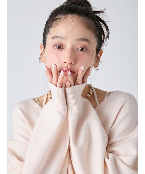 WEB限定カラー】カシミヤブレンドニットセットサテンミニワンピース