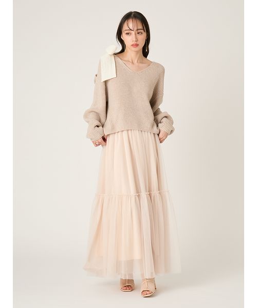 リボンニットプル＆チュールスカートセット(508681689)｜阪急百貨店