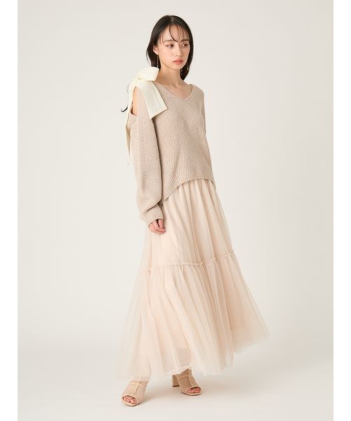 リボンニットプル＆チュールスカートセット(508681689)｜阪急百貨店