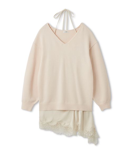 WEB限定カラー】カシミヤブレンドニットセットサテンミニワンピース