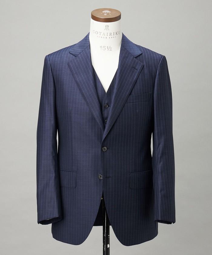 Loro Piana Fabric】365 通年 3ピーススーツ(ネイビースト(508686389