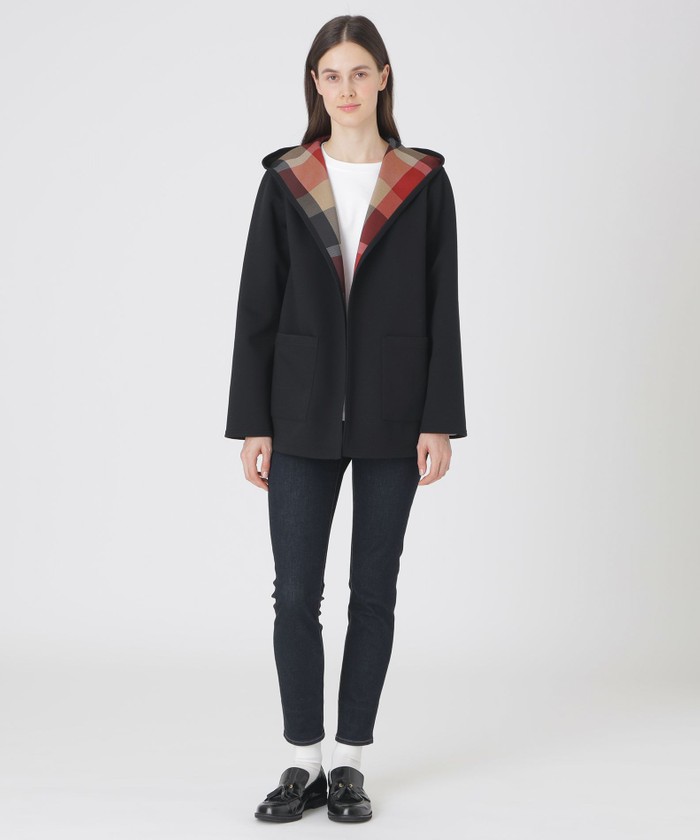 クレストブリッジチェックリバーシブルダンボールミディ丈コーディガン