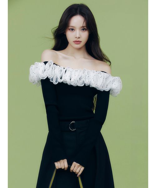 フリルコンビオフショルダーリブニット(508698234)｜阪急百貨店公式