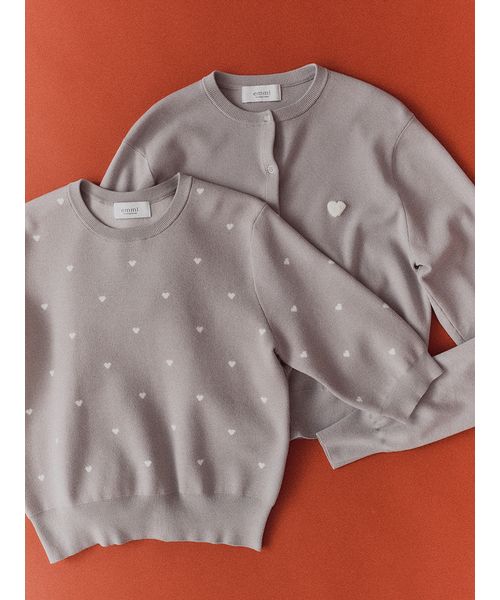 HEART】 eco ハーフスリーブハートジャガードニット【アンサンブル可能