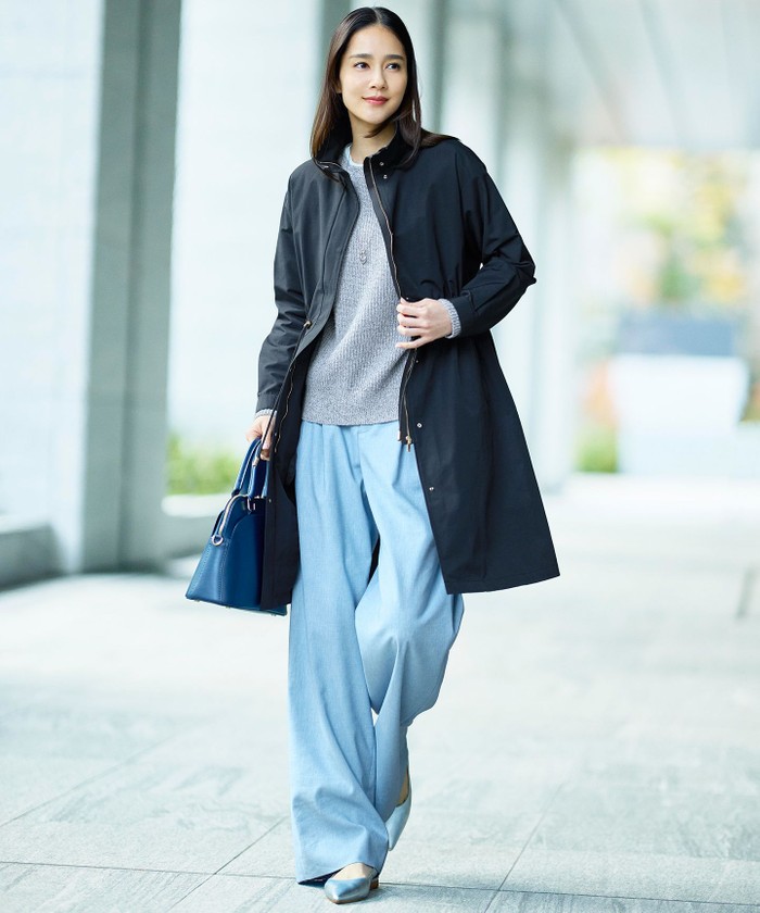 2025SS✨自由区　コットンナイロンタッサーライナー付きスタンドカラー コート 撥水加工・洗える】コットンナイロンタッサーライナー付きスタンド