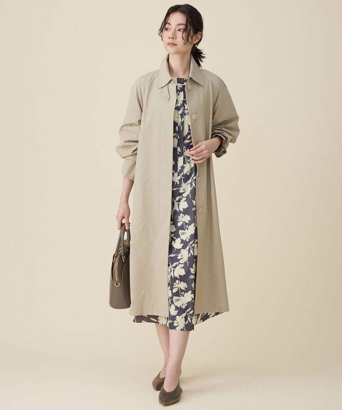 17号サイズまで展開】バイカラーフラワープリント ワンピース