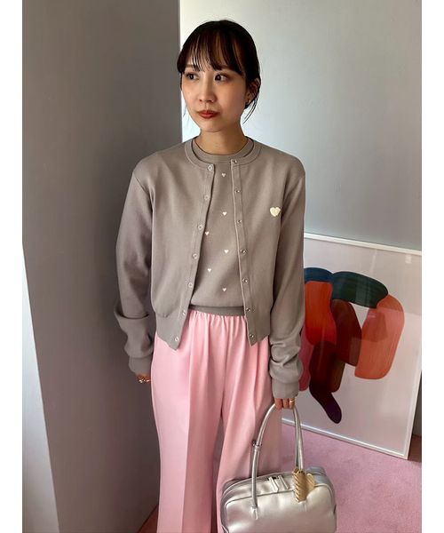 HEART】 eco ハーフスリーブハートジャガードニット【アンサンブル可能