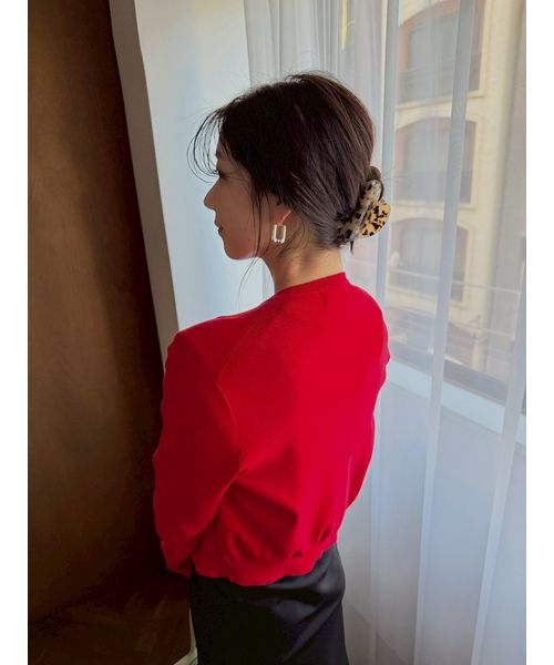 HEART】 eco ハーフスリーブハートジャガードニット【アンサンブル可能