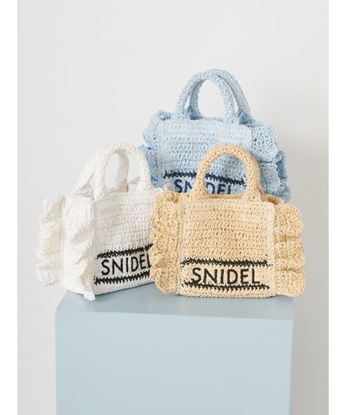 極美品】SNIDEL ブレーズフリルロゴ ショルダーバッグ ライトブルー 