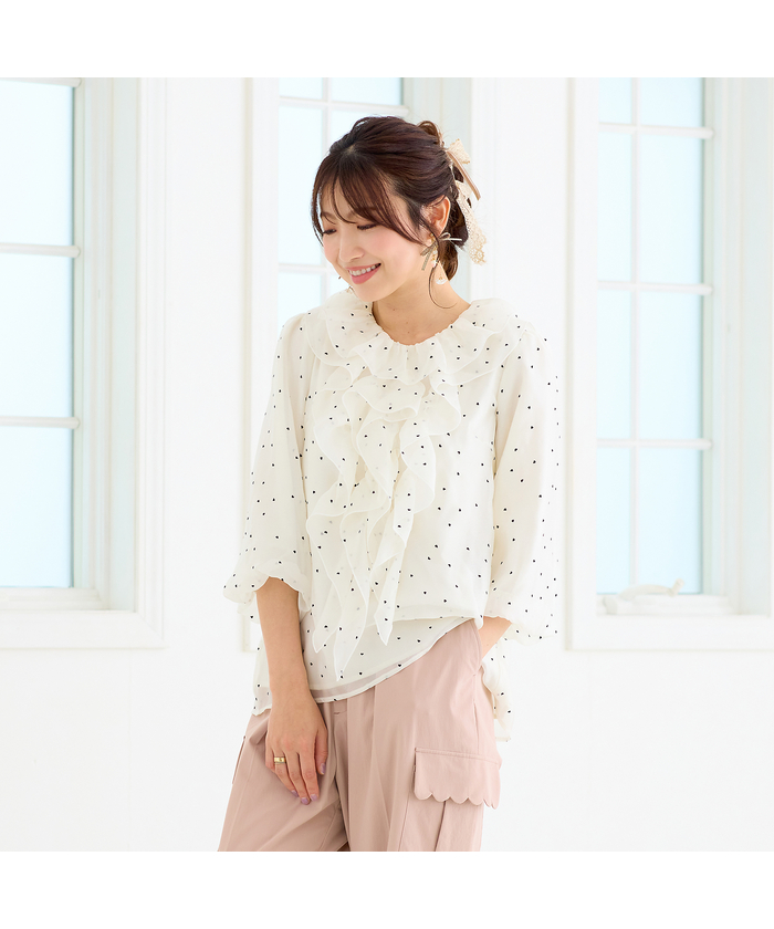 ローズティアラ RoseTiara ハートドットフリルブラウス(508754312