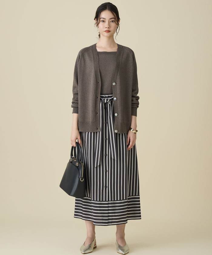 ビスコースナイロンドビーストライプ スカート(508756793)｜阪急百貨店