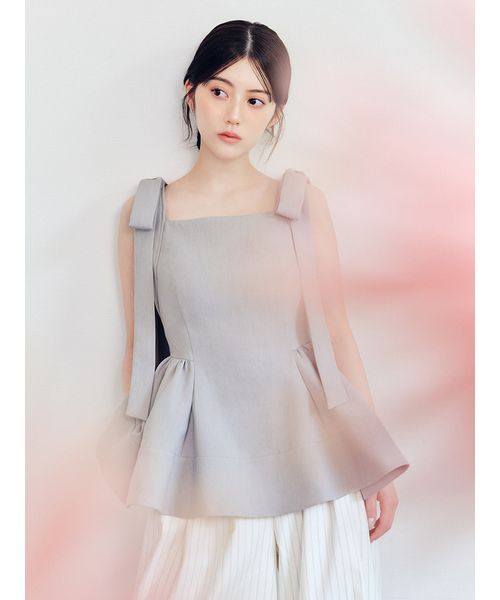 WEB限定】リボンペプラムトップス／ウォッシャブル(508756475)｜阪急
