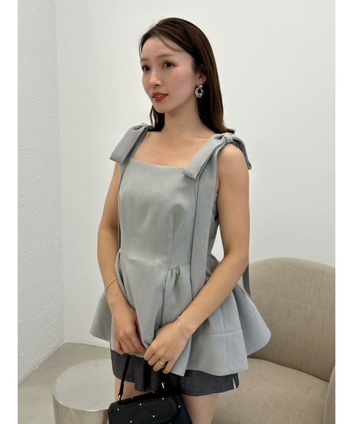 WEB限定】リボンペプラムトップス／ウォッシャブル(508756475)｜阪急