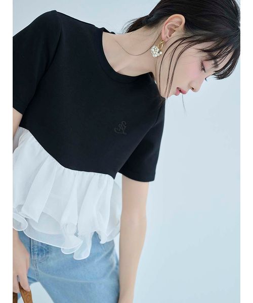 WEB限定カラーあり】ボリュームペプラムドッキングカットプルオーバー