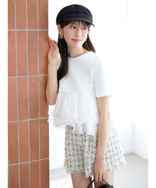 WEB限定カラーあり】ボリュームペプラムドッキングカットプルオーバー