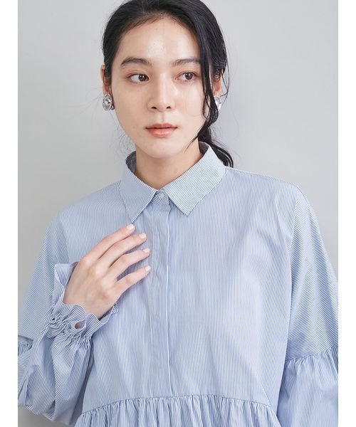 シャツ衿ギャザーチュニックブラウス(508760699)｜阪急百貨店公式通販 