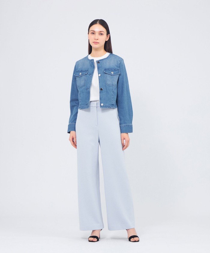 ストレッチデニム ノーカラージャケット(508754092)｜阪急百貨店公式